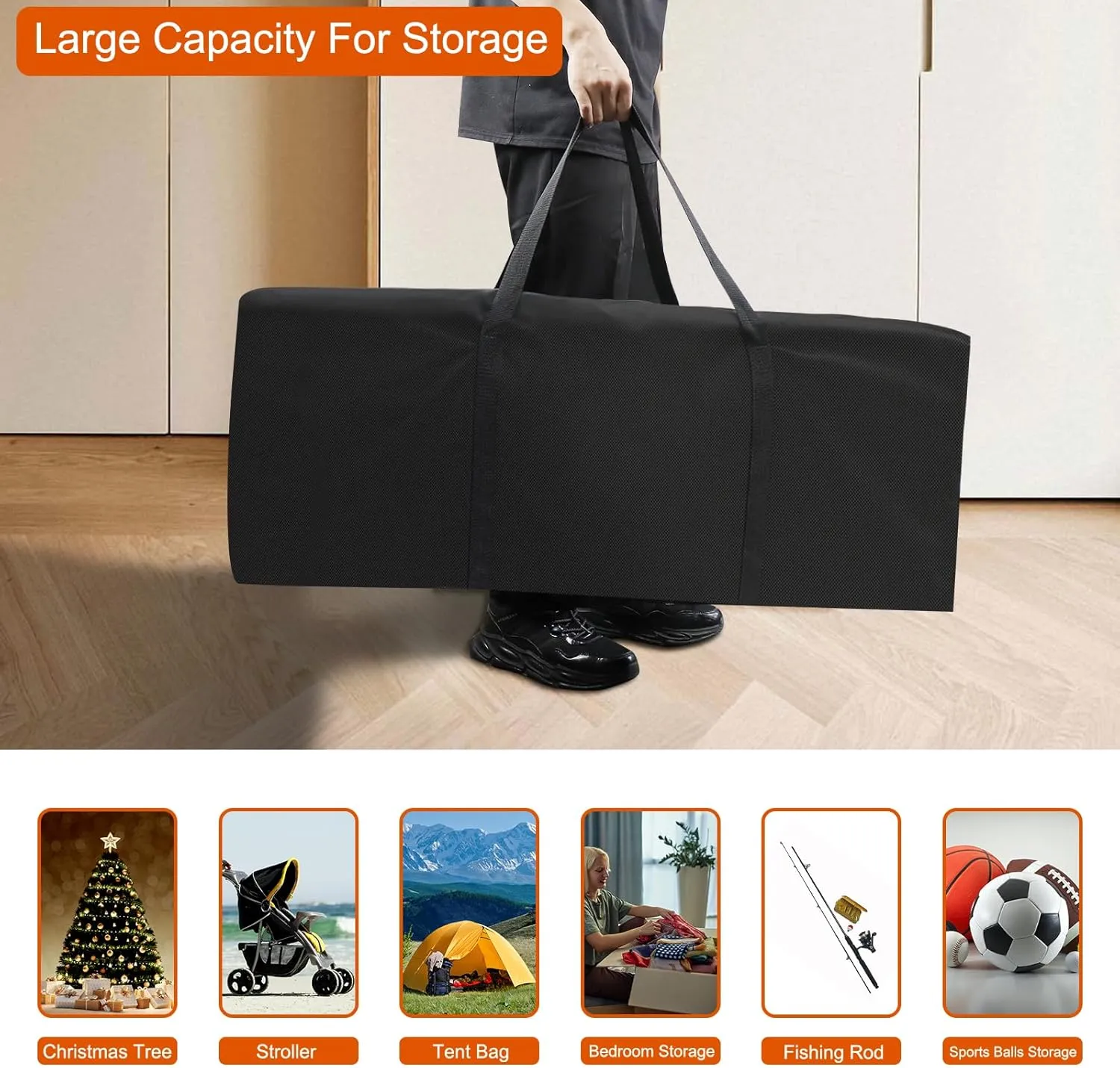 36 Inch Sports Duffle Bag - 106L Large Luffel Bag for Travel, 600D Oxford Fabric Foldable Luggage Duffle Bag for Men Women