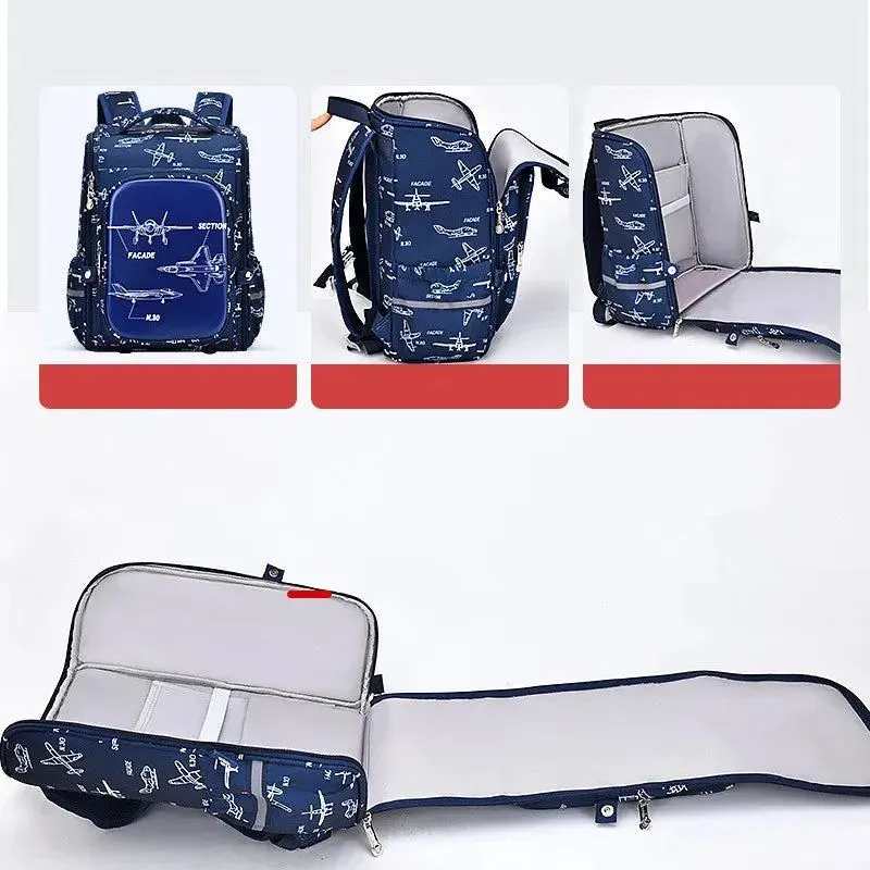 3D fighter jet printed boy backpack Integrated opening big capacity children school bags 2 sizes schoolbag suitable for ages 1-6