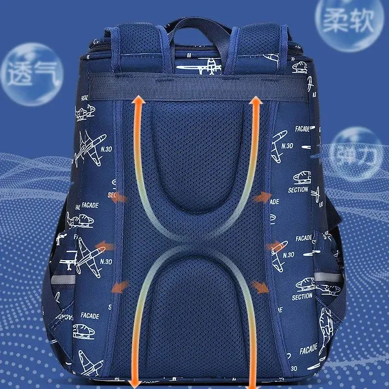 3D fighter jet printed boy backpack Integrated opening big capacity children school bags 2 sizes schoolbag suitable for ages 1-6