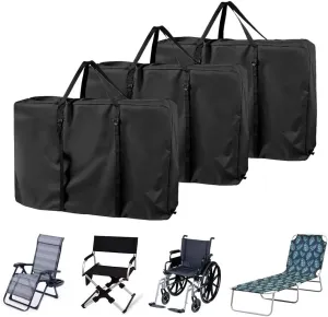 3Pcs Large Chair Storage Bags - Folding Chair/Zero Gravity/Heavy Duty Folding Chair Bag - Lounge Chair Wheelchair Carrying Bag for Camping Travel Outdoor