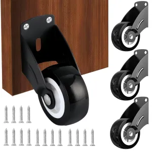 4-Pack 2" Gate Wheels, Anti-Sag Door Bottom Support Wheels, Anti-Friction Casters Repair Dropping Wooden Doors, Vertical Mount & Furniture fix Rollers (Smooth Sliding)