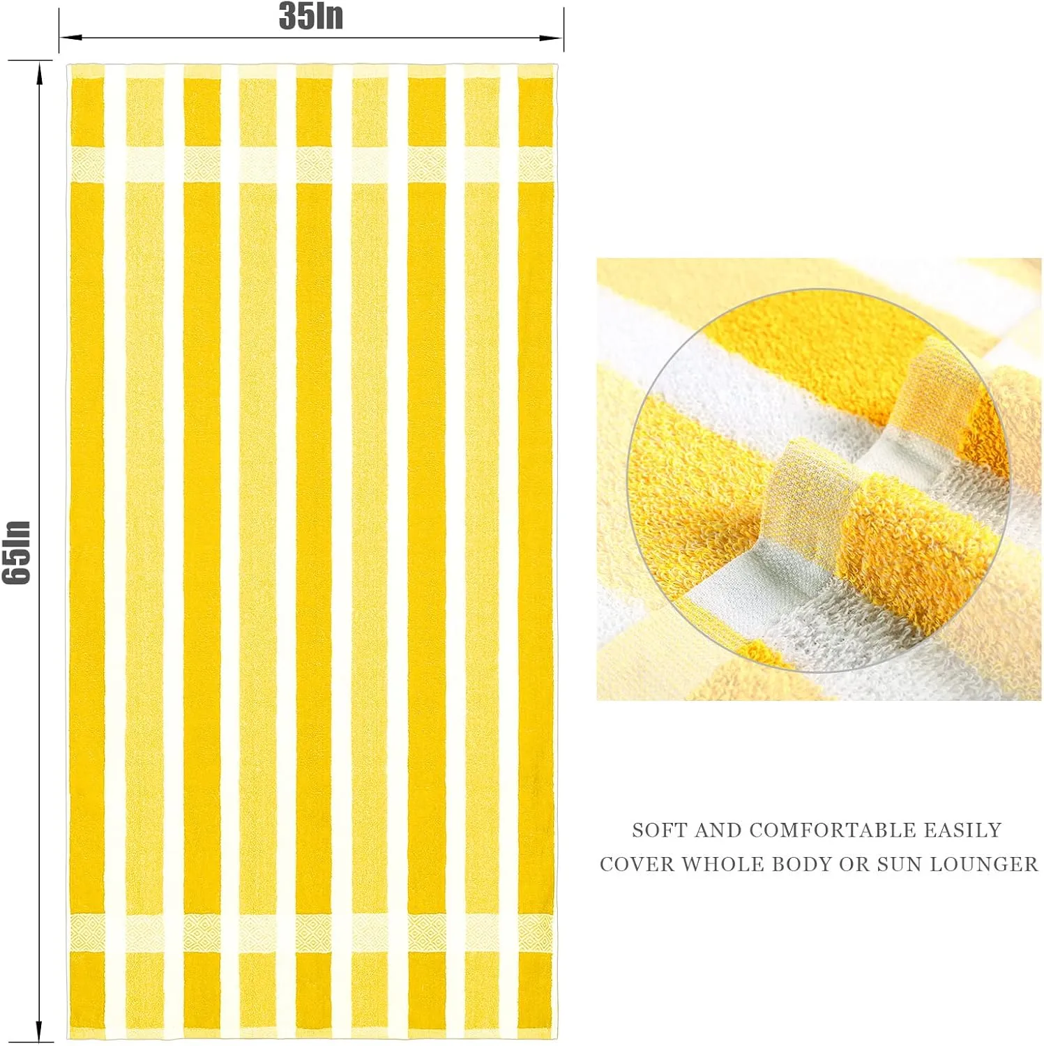 4 Packs Stripe Beach Towel Thin Terry Set for Women Men 60X30 Inch Extra Oversized Large Size Clearance Travel Camping Absorbent Towels Accessories Beach Essentials Blanket Adults Gift Yellow White
