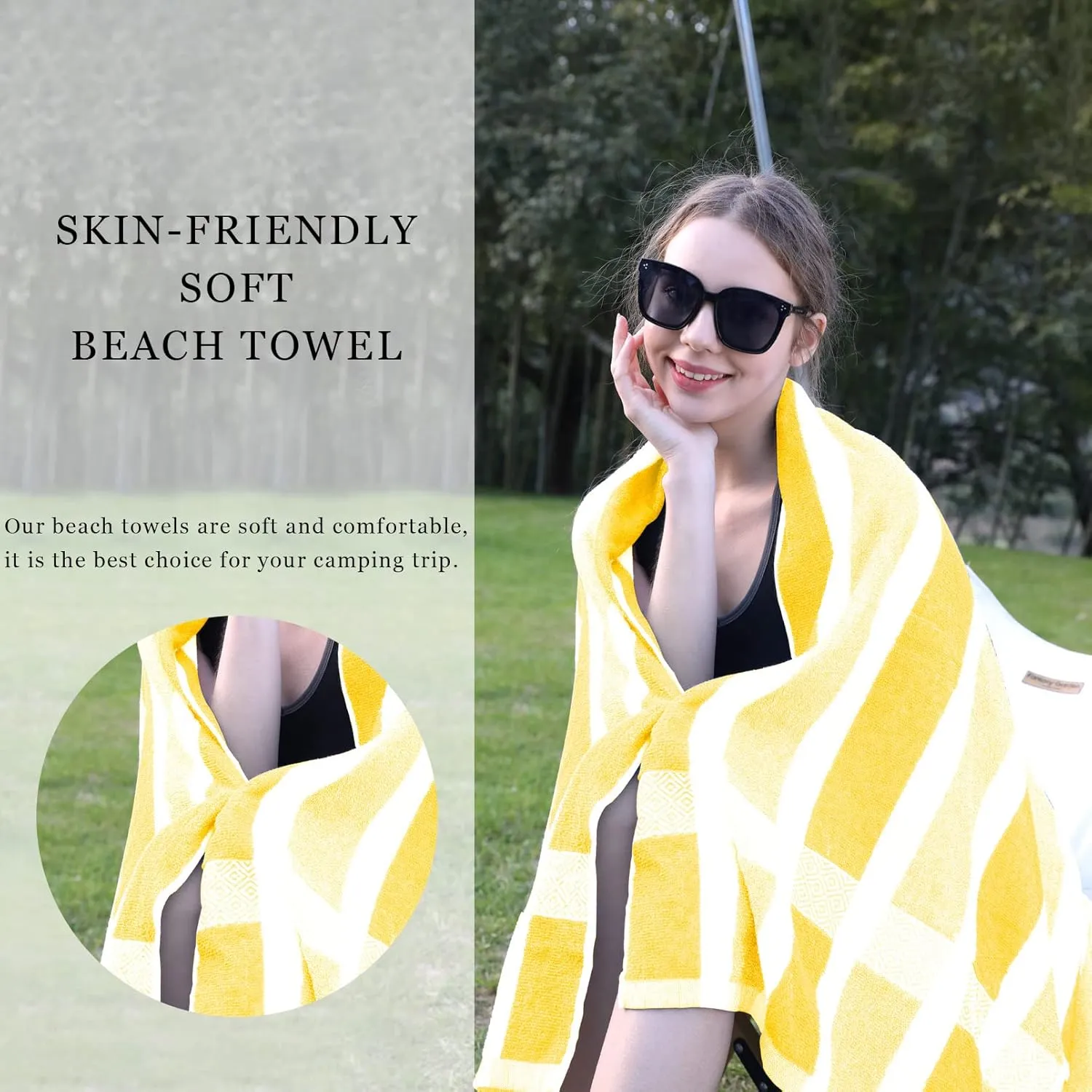 4 Packs Stripe Beach Towel Thin Terry Set for Women Men 60X30 Inch Extra Oversized Large Size Clearance Travel Camping Absorbent Towels Accessories Beach Essentials Blanket Adults Gift Yellow White