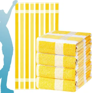 4 Packs Stripe Beach Towel Thin Terry Set for Women Men 60X30 Inch Extra Oversized Large Size Clearance Travel Camping Absorbent Towels Accessories Beach Essentials Blanket Adults Gift Yellow White