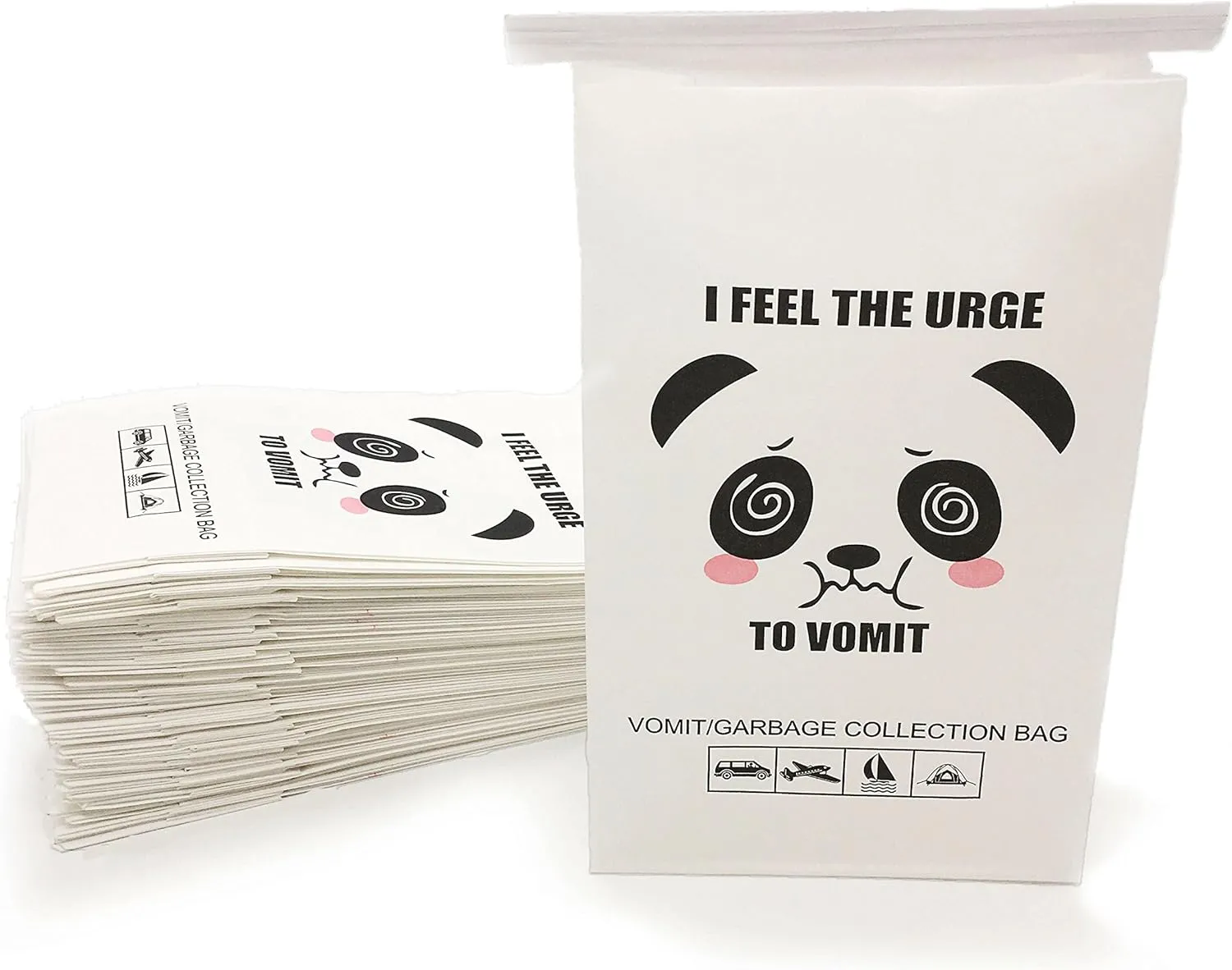 50 Pack Disposable Barf Bags, Throw up Bags for Car Sick Kids, Airline Travel Motion & Morning Sickness, Pregnancy - Travel Motion Sickness Vomit Bags