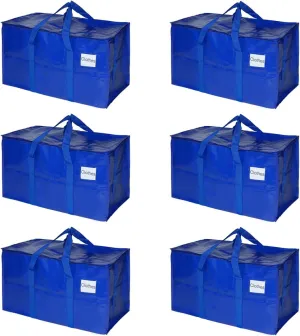 6 Pack Moving Bags Heavy Duty Storage Bags with Zippers & Wraparound Carrying Handles, Space Saving Packing Bags for Moving Storage Travel Camping