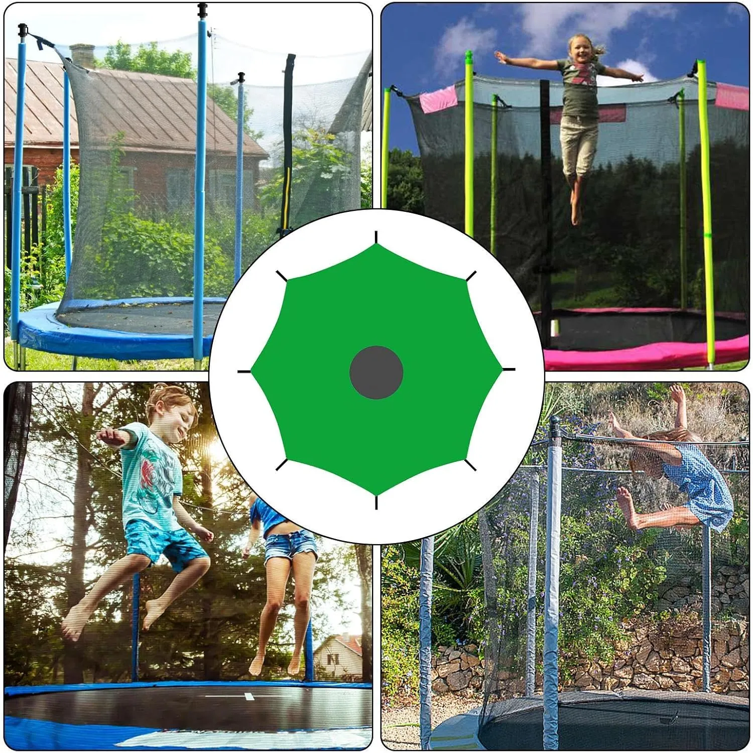 6/8/10/12/14ft Trampoline Shade Cover, Foldable Trampoline Sunshade Net, Waterproof & UV Protection rampolines Canopy Accessories for 6-8 Poles