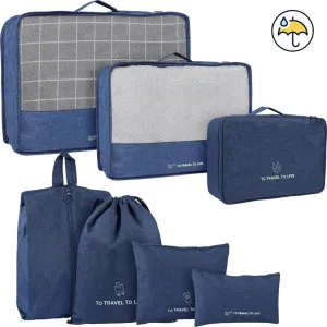 7 Pcs Packing Cubes Travel Pouches Multifunctional Luggage Organizer Clothes Suitcase Storage Bags (Navy) ?