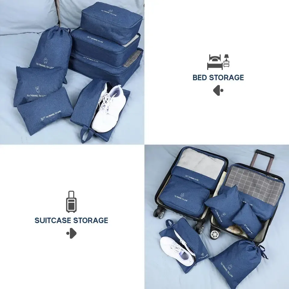 7 Pcs Packing Cubes Travel Pouches Multifunctional Luggage Organizer Clothes Suitcase Storage Bags (Navy) ?