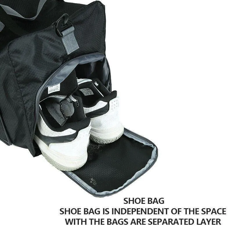 70L Large Travel Duffle Bag Foldable Waterproof Gym Bag with Shoe Compartment