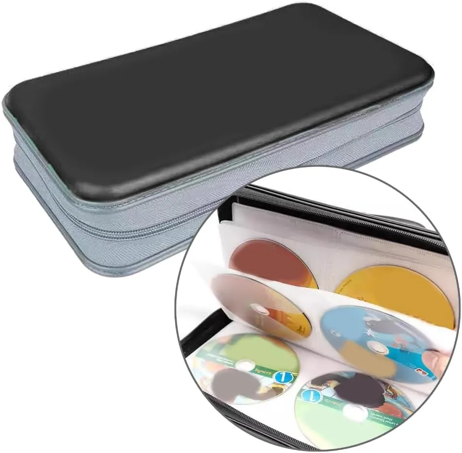 80-Slot Storage Handbag Disc Box Dusproof Protections Sleeve Case Storage Solution for Travel Use, Red, Bag Organiser
