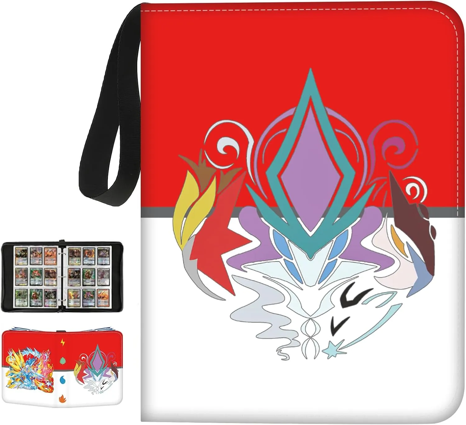 9 Pocket Trading Card Binder - with 50 Pages 3 Ring 9 Slot Card Sleeves, 900 Card Capacity, Zipper Closure, Waterproof PU Leather, Portable Card Holder for Pokemon, Baseball, Sports & TCG Cards