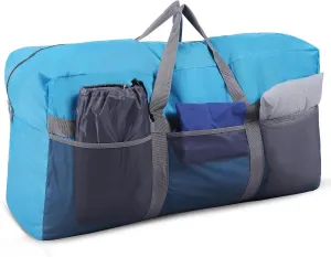 96L Extra Large Duffle Bag Waterproof, Lightweight 300D Oxford Travel Duffel, Foldable Luggage for Camping, Gym, Sports & Outdoor Carryall, Blue