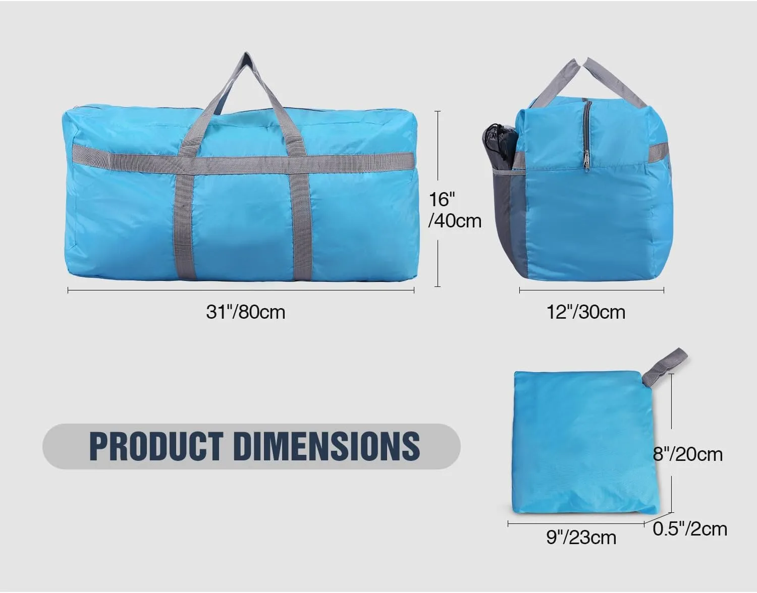 96L Extra Large Duffle Bag Waterproof, Lightweight 300D Oxford Travel Duffel, Foldable Luggage for Camping, Gym, Sports & Outdoor Carryall, Blue