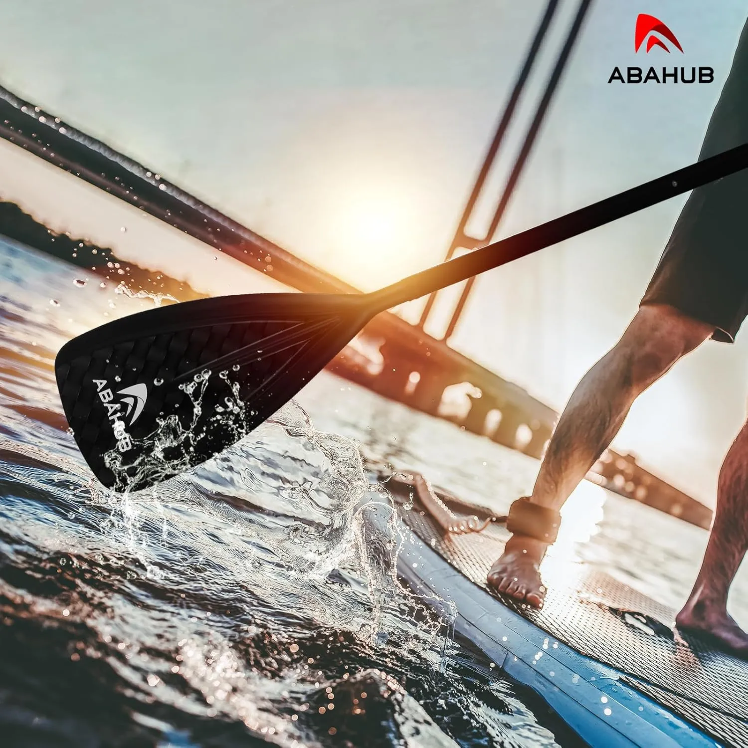 Abahub SUP Paddles - 3 Piece Adjustable Stand up Paddle - Lightweight Oar for Paddleboard, Aluminum Alloy PU Coated Shaft 68" - 84", Black/Blue/Green/Orange/Red/Yellow Plastic Nylon Blade