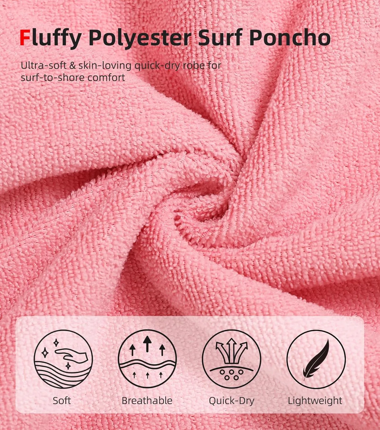 Abahub Surf Poncho Men & Women Towel Poncho Adult with Hood, Thick Quick Dry Changing Poncho Towel, Microfiber Wearable Cover Up for Surfing Beach Swim - Absorbent Changing Towel M (Pink)