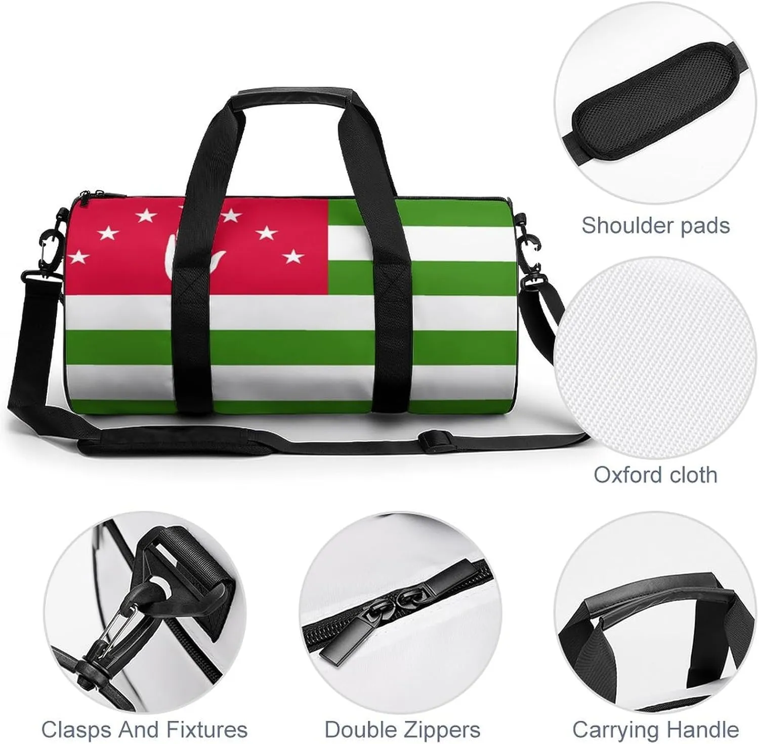 Abkhazia Flag Waterproof Gym Bag for Women Men with Wet Pocket Sports Duffel for Travel Weekender