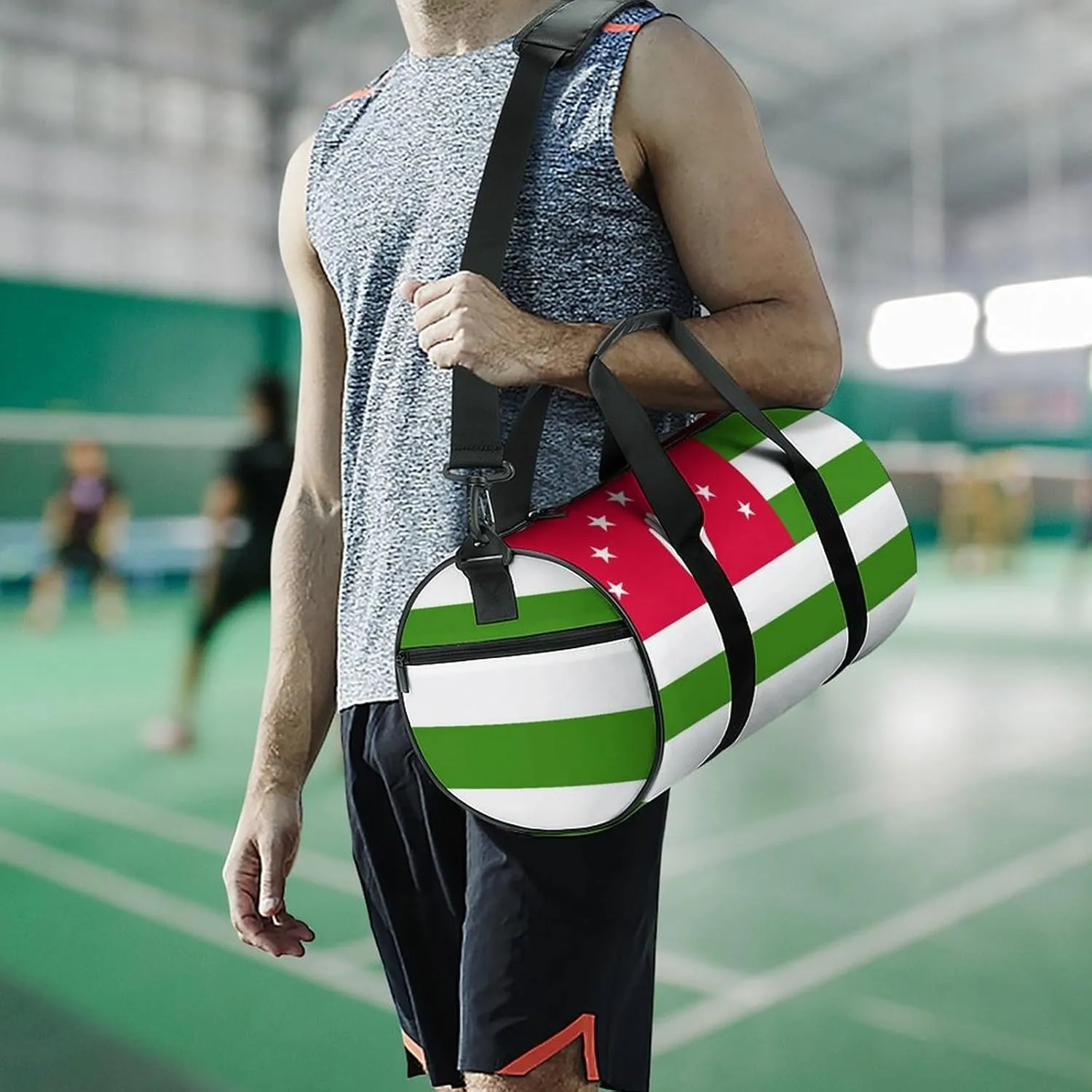 Abkhazia Flag Waterproof Gym Bag for Women Men with Wet Pocket Sports Duffel for Travel Weekender