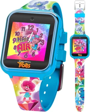 Accutime Trolls Kids Smart Watch - Interactive Touchscreen with Games, Selfie Camera, Step Tracker, Alarm, and Colorful Printed Silicone Strap - Fits Wrists 5.5" to 8.0"