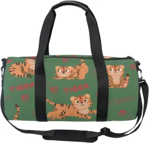 Acpiggto Gym Bag Sports Duffel Bag Green Christmas Tiger Letter Paw Footprints Cute for Women Men Boys Girls Travel Luggage Bag Weekender Tote Sling Shoulder Backpack