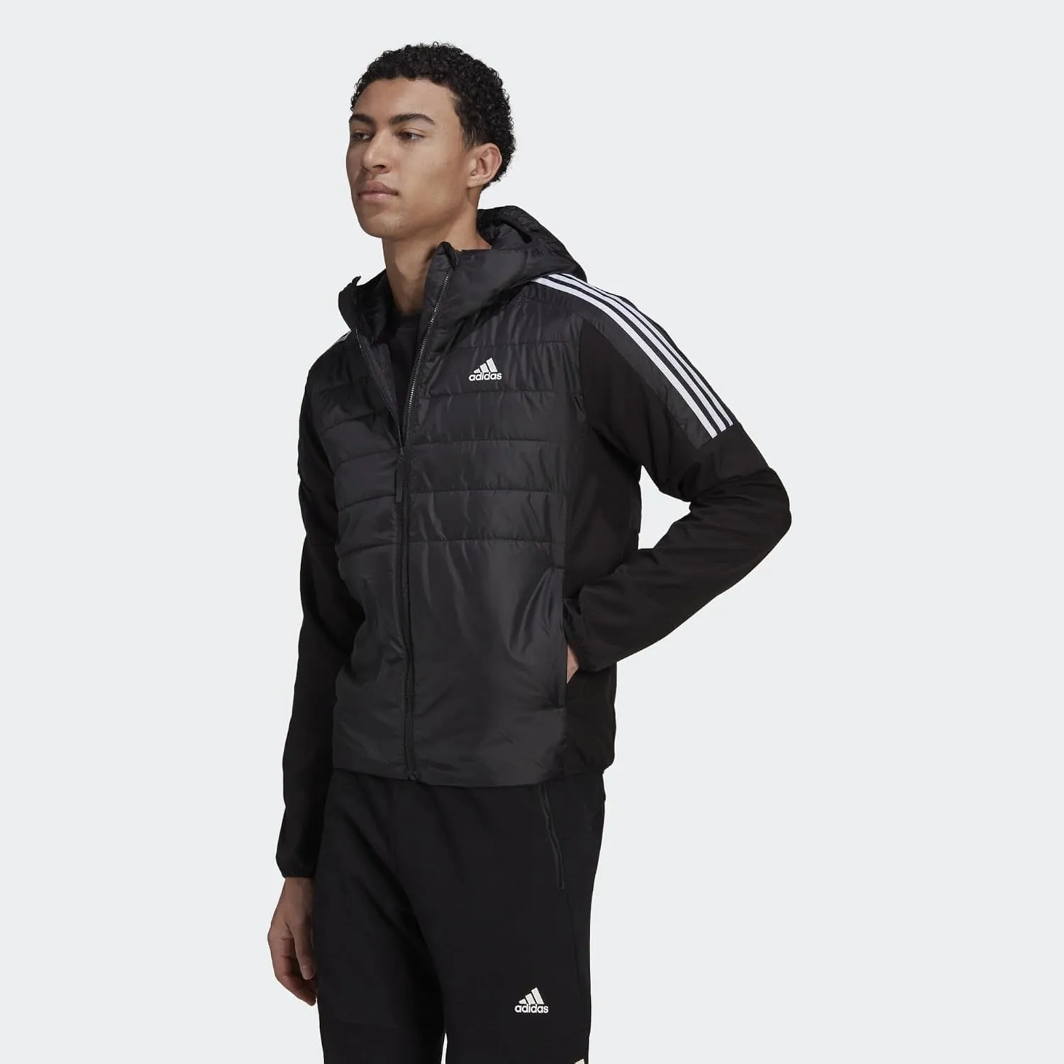 adidas Essentials Men's Insulated Hooded Hybrid Jacket Midweight Jacket