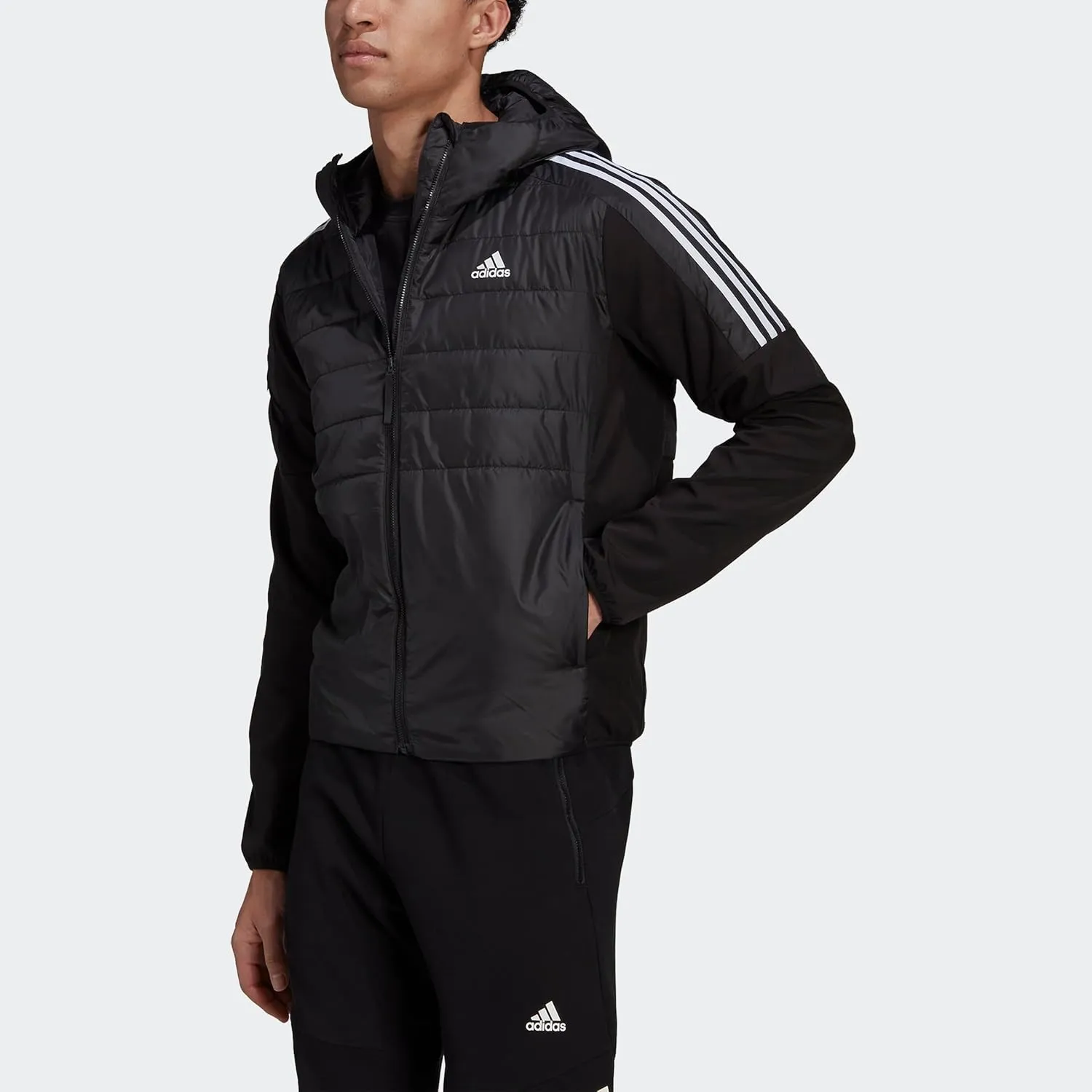 adidas Essentials Men's Insulated Hooded Hybrid Jacket Midweight Jacket