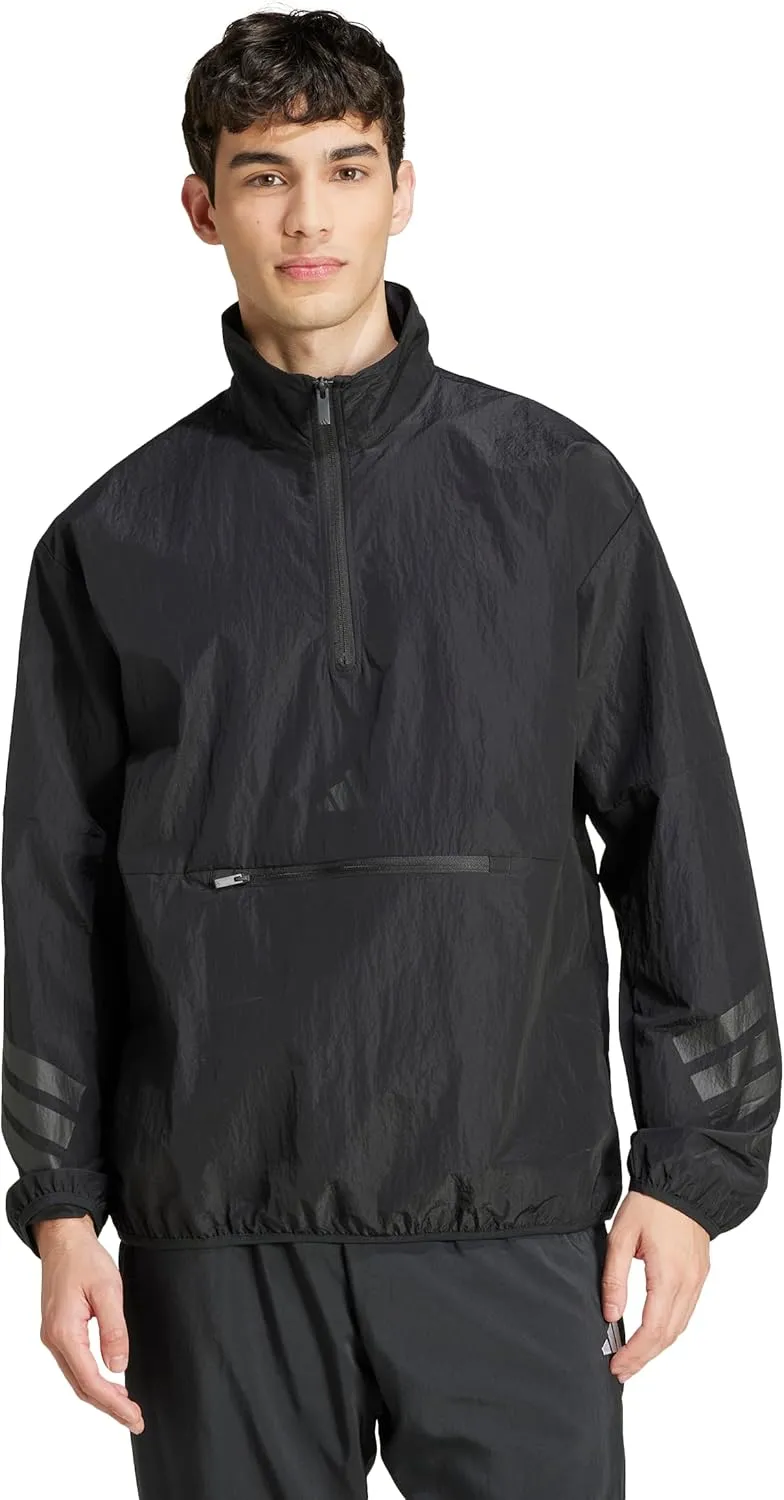 adidas Men's Size Future Icons 3-Stripes Woven Half-Zip Sweatshirt