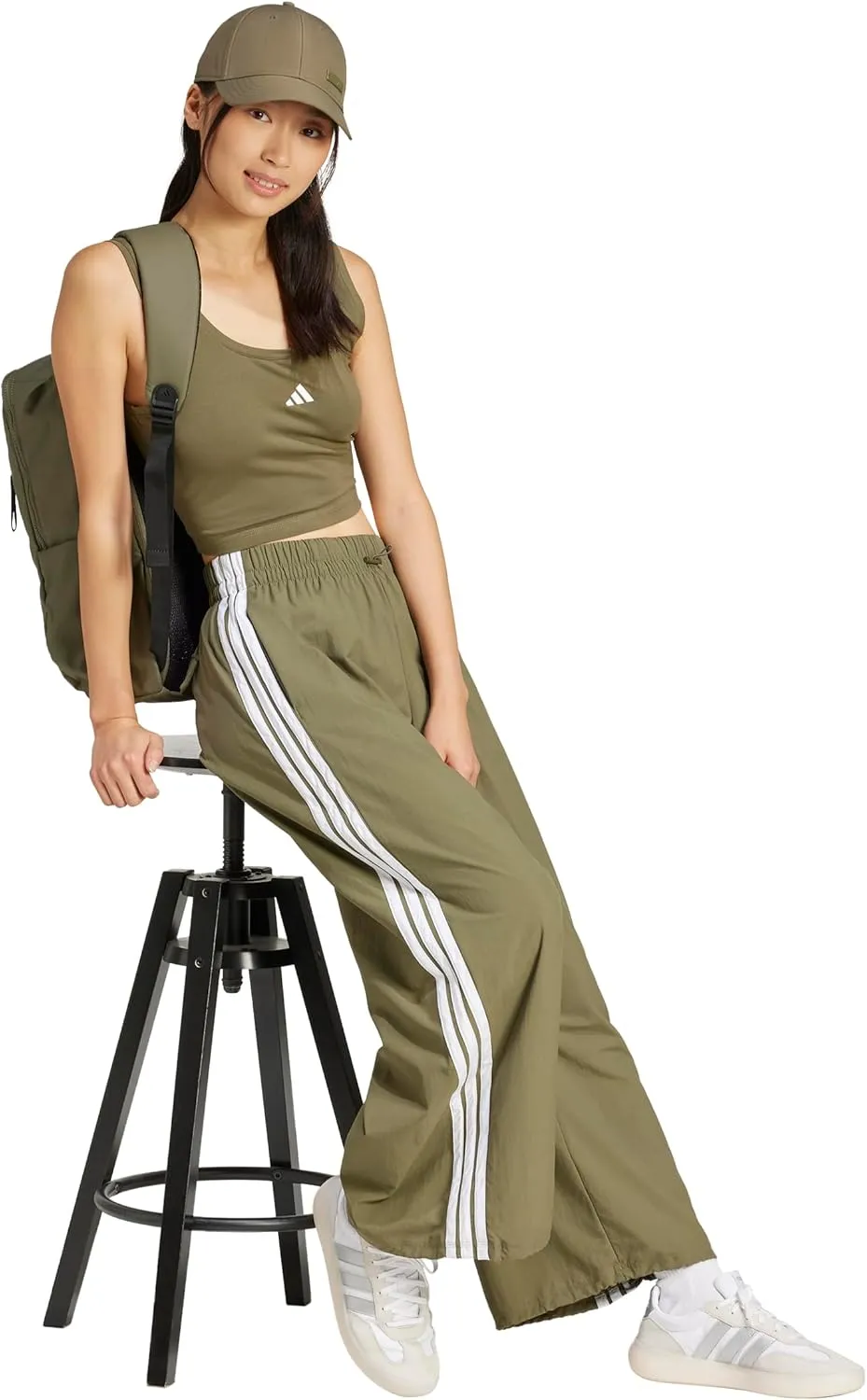 adidas Women's Essentials 3-Stripes Woven Parachute Pants