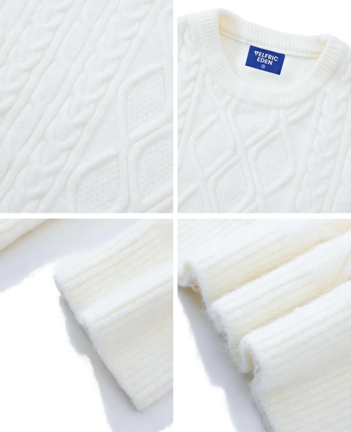 Aelfric Eden Oversized Sweater 90s Vintage Cable Knit Long Sleeve Women Woven Heavy Crewneck Pullover