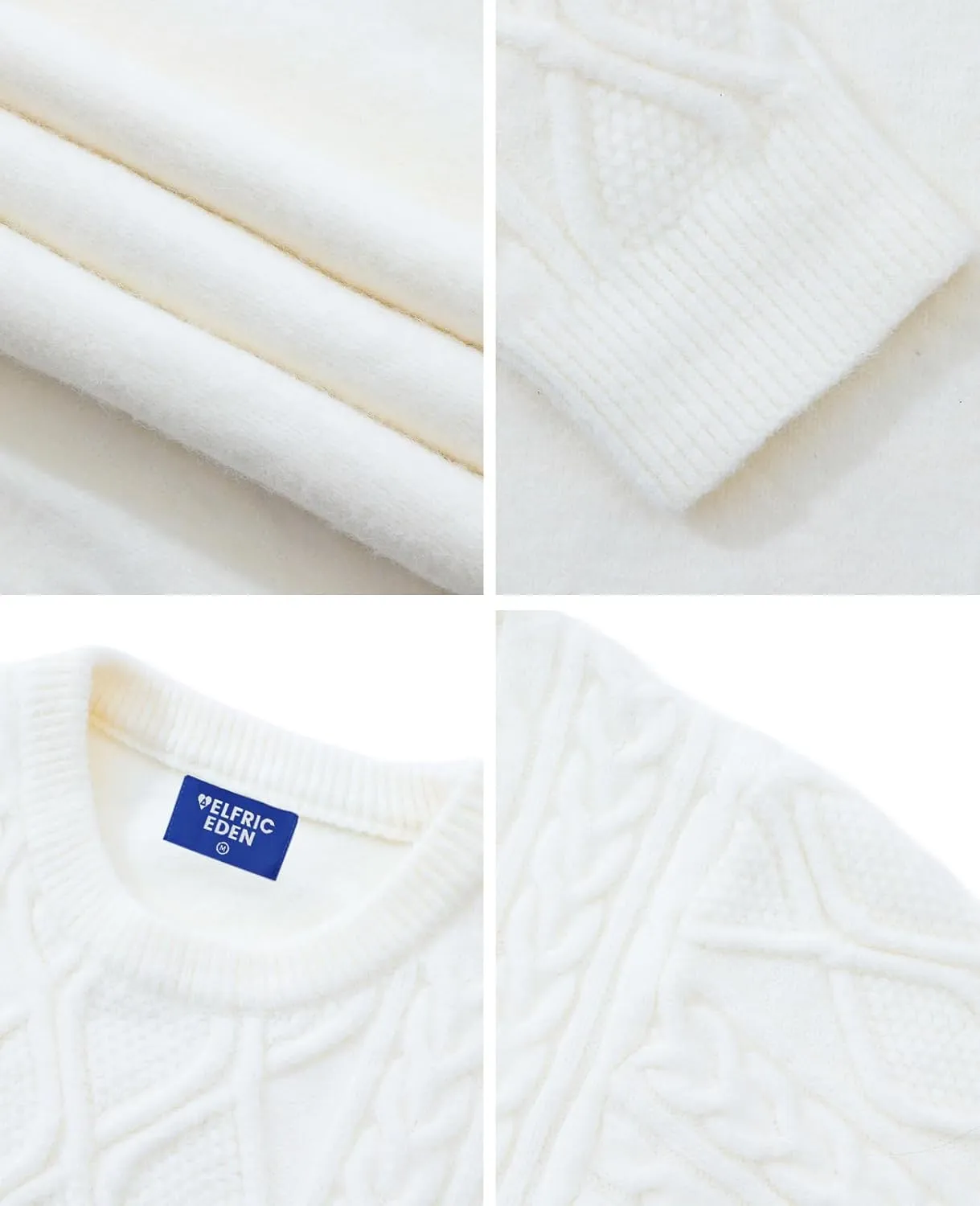 Aelfric Eden Oversized Sweater 90s Vintage Cable Knit Long Sleeve Women Woven Heavy Crewneck Pullover
