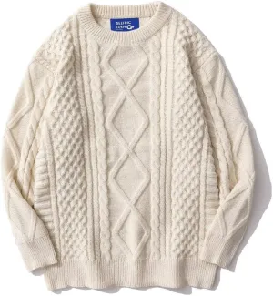 Aelfric Eden Women Sweater Vintage Cable Knit Sweater Casual Oversized Sweater Pullover