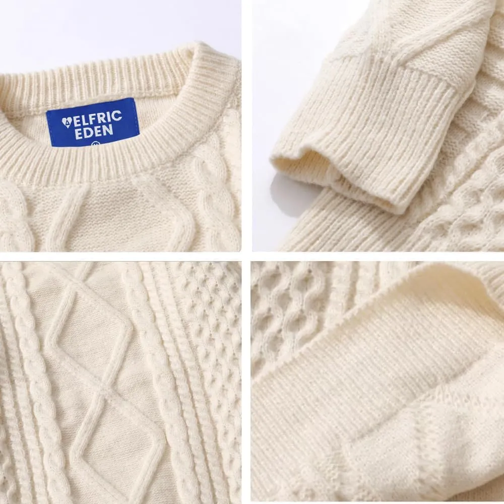 Aelfric Eden Women Sweater Vintage Cable Knit Sweater Casual Oversized Sweater Pullover