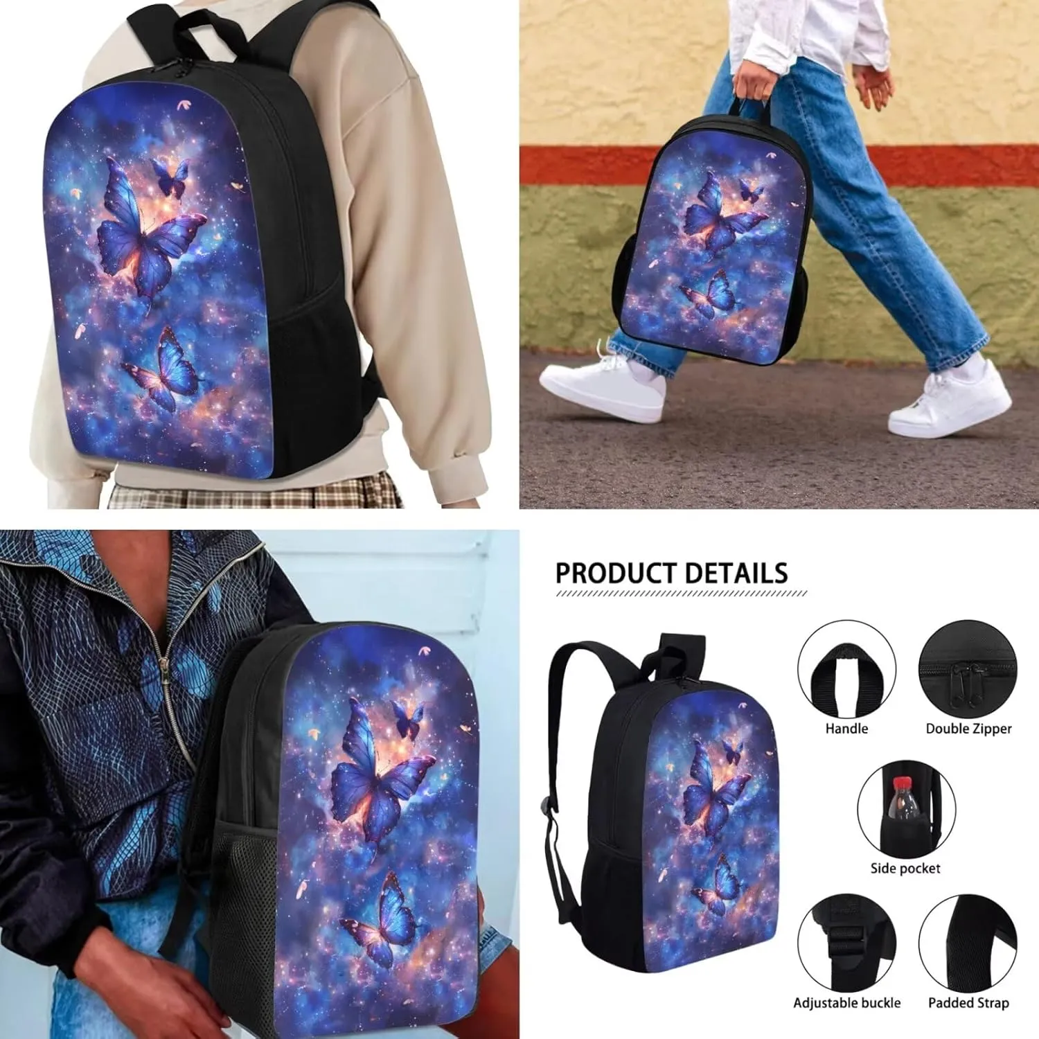 AFPANQZ Kids Backpack 3 Pieces Set Large Capacity School Bags with Heat Insulated Lunch Bags Small Pencil Bags 3 Pack
