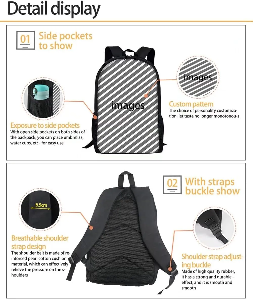 AFPANQZ Kids Backpack 3 Pieces Set Large Capacity School Bags with Heat Insulated Lunch Bags Small Pencil Bags 3 Pack