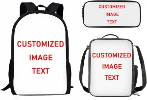 AFPANQZ Kids Backpack 3 Pieces Set Large Capacity School Bags with Heat Insulated Lunch Bags Small Pencil Bags 3 Pack