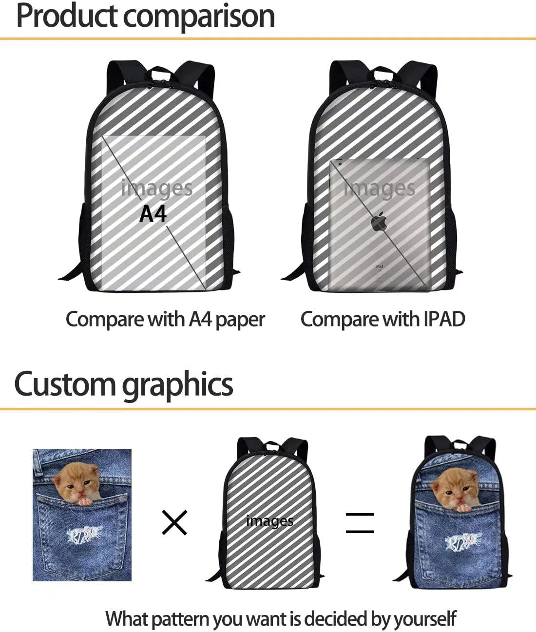 AFPANQZ Kids Backpack 3 Pieces Set Large Capacity School Bags with Heat Insulated Lunch Bags Small Pencil Bags 3 Pack