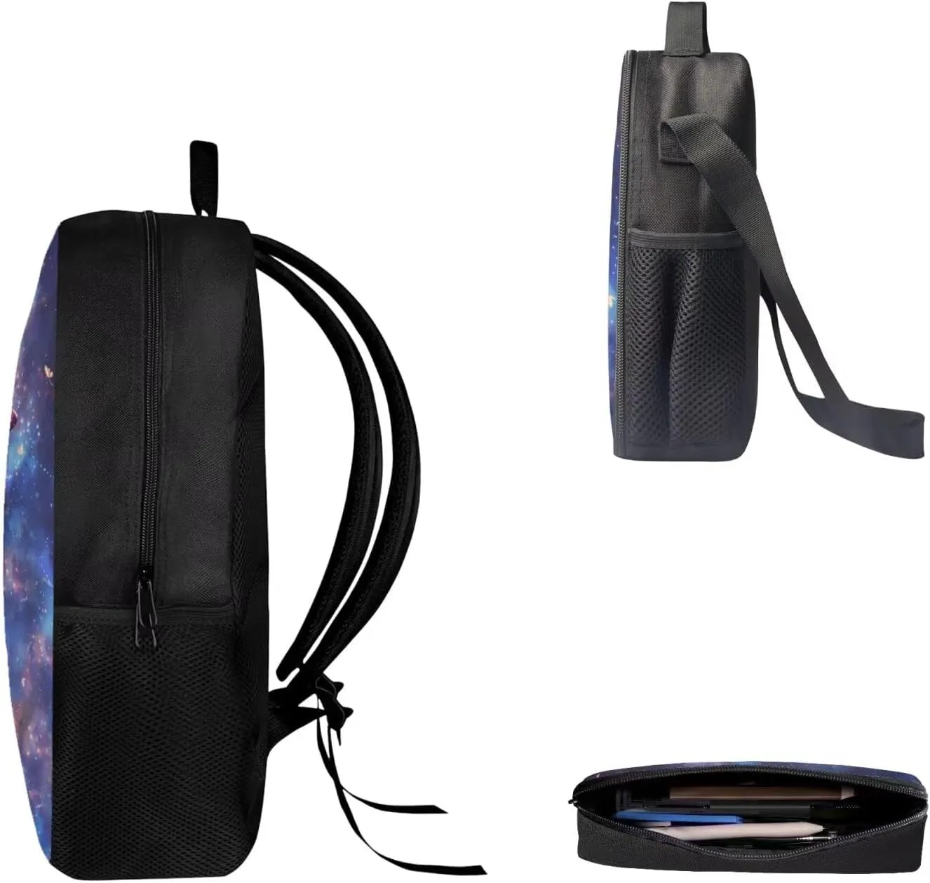 AFPANQZ Kids Backpack 3 Pieces Set Large Capacity School Bags with Heat Insulated Lunch Bags Small Pencil Bags 3 Pack