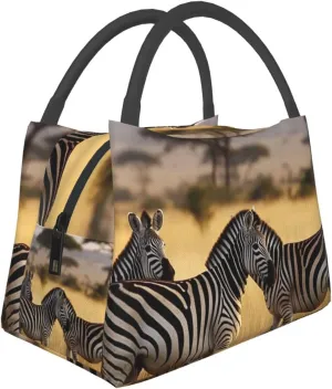 Africa Grassland Zebra Insulated Lunch Bag For Women Men,Large Leakproof Lunch Box Reusable Lunch Cooler Tote Food Carrier For Work Picnics Travel