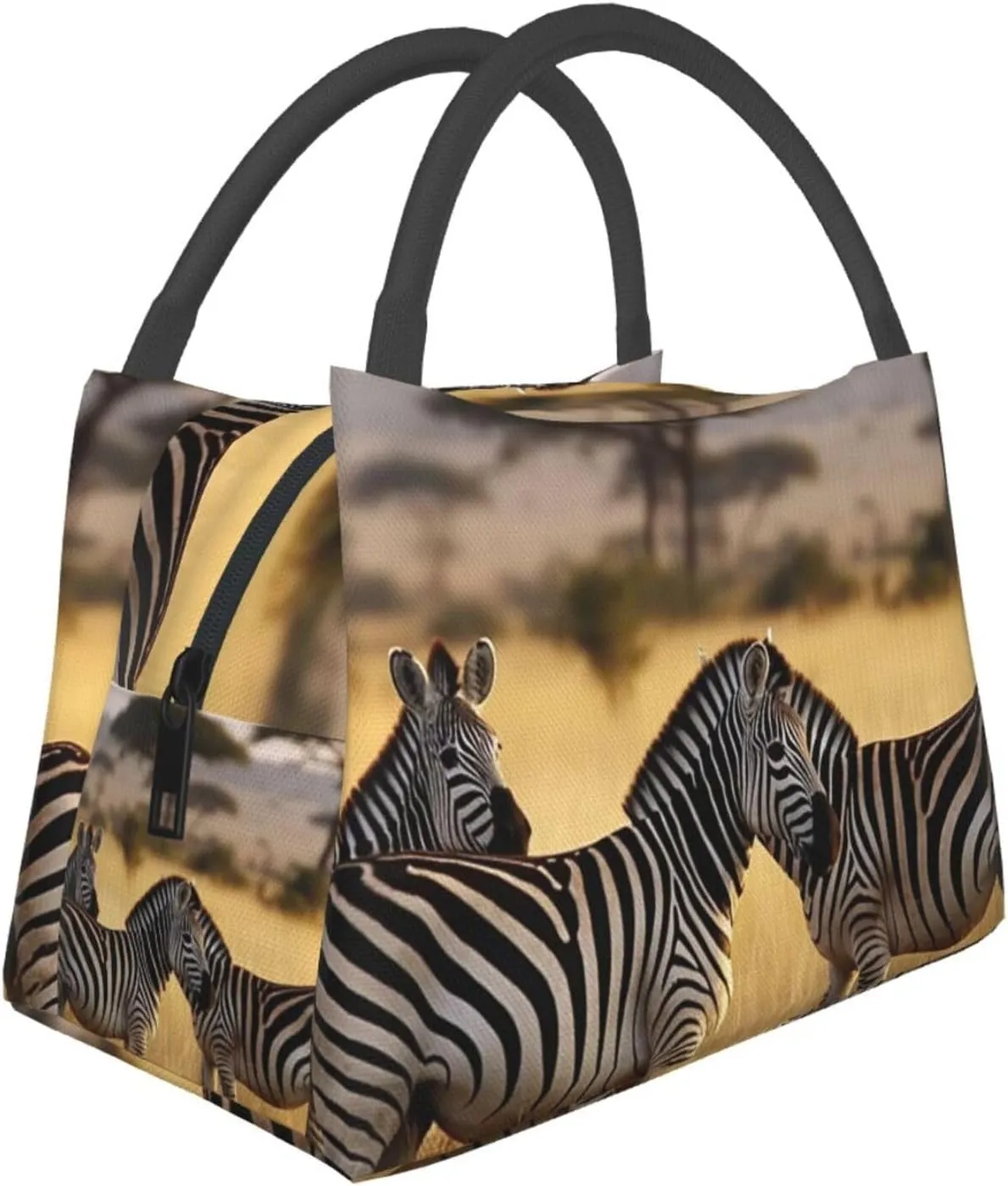Africa Grassland Zebra Insulated Lunch Bag For Women Men,Large Leakproof Lunch Box Reusable Lunch Cooler Tote Food Carrier For Work Picnics Travel