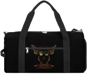 African American Pretty Girl with Monarch Butterflies Sports Gym Bag for Men Women Travel Duffel Bag with Shoulder Strap