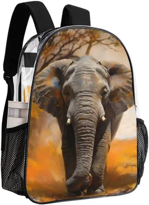 African Elephant Daypack Backpack Transparent Multipurpose Anti-Theft Shoulder Bag Big Capacity Gym Outdoor Hiking Backpack With Smooth Zippers