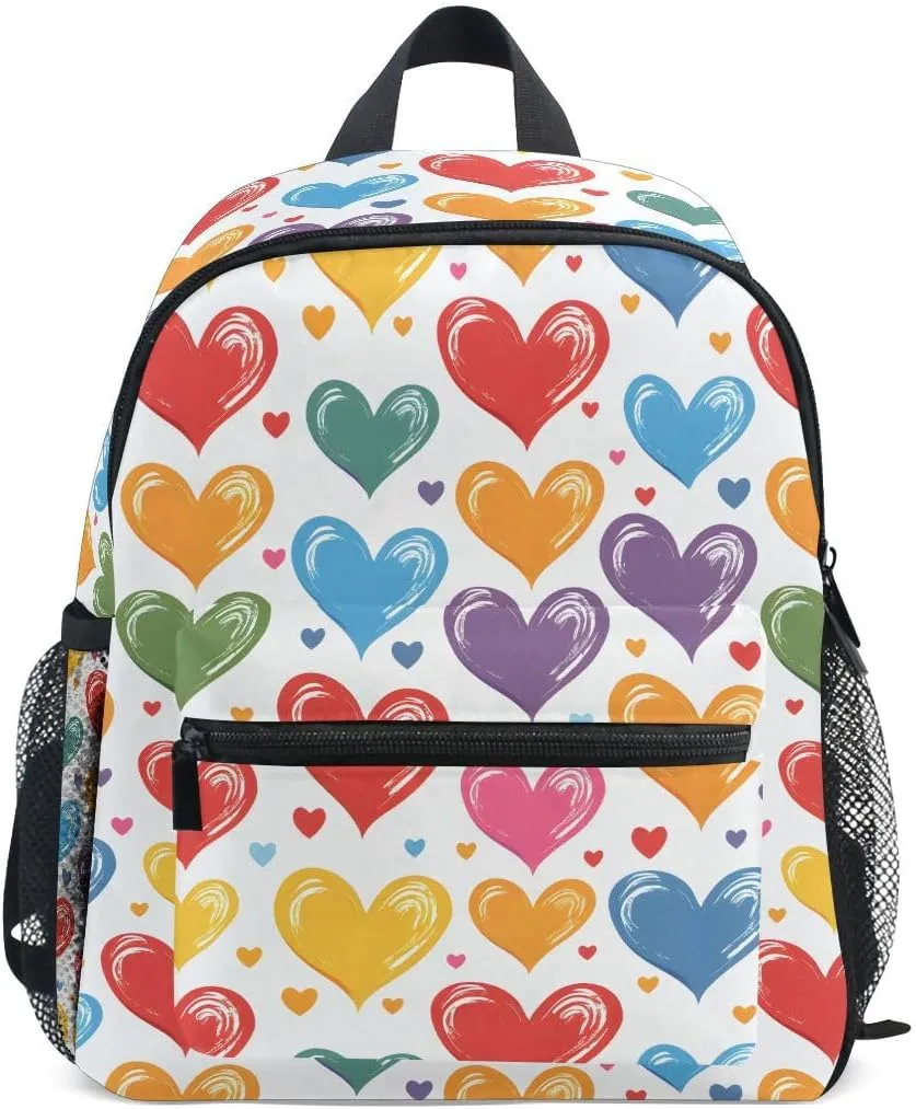 ALAZA Love Heart Orange Green Red Toddler Backpack Kid's School Bag Preschool Kindergarten Elementary School for Boys Girls