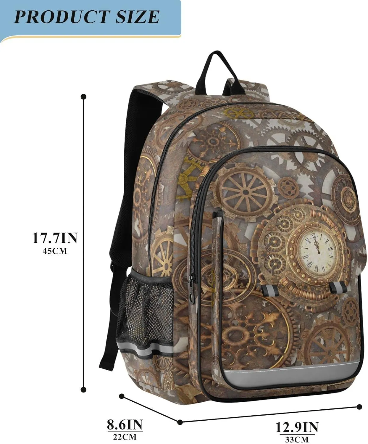 ALAZA Steampunk Clock Backpack Daypack Bookbag