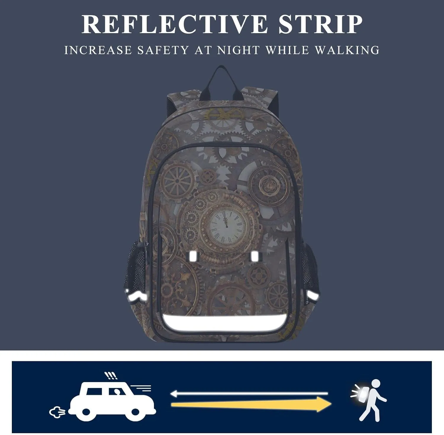 ALAZA Steampunk Clock Backpack Daypack Bookbag