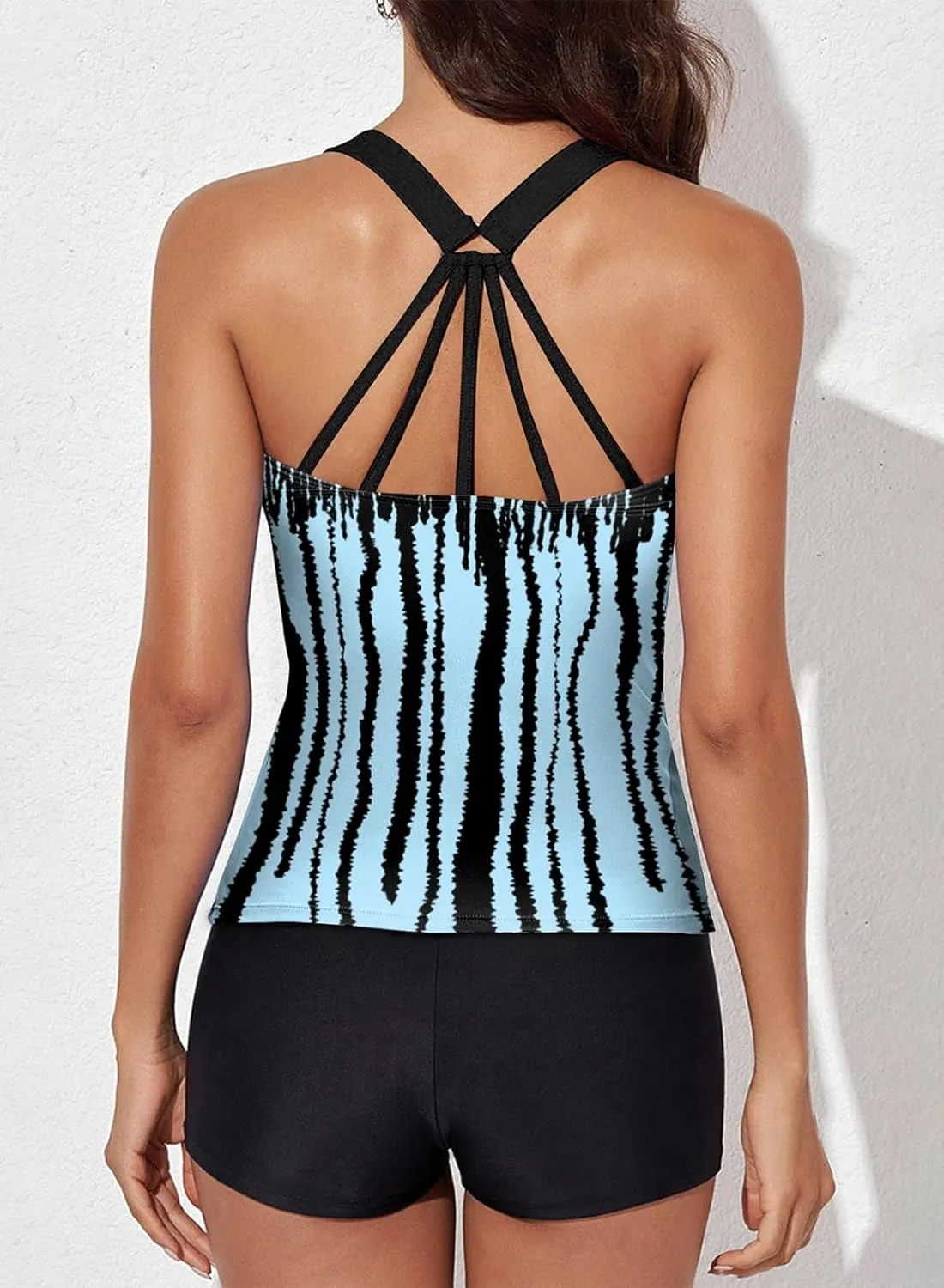 Aleumdr Womens Printed Strappy Racerback Swim Tankini Top Only No Bottom S - XXXL