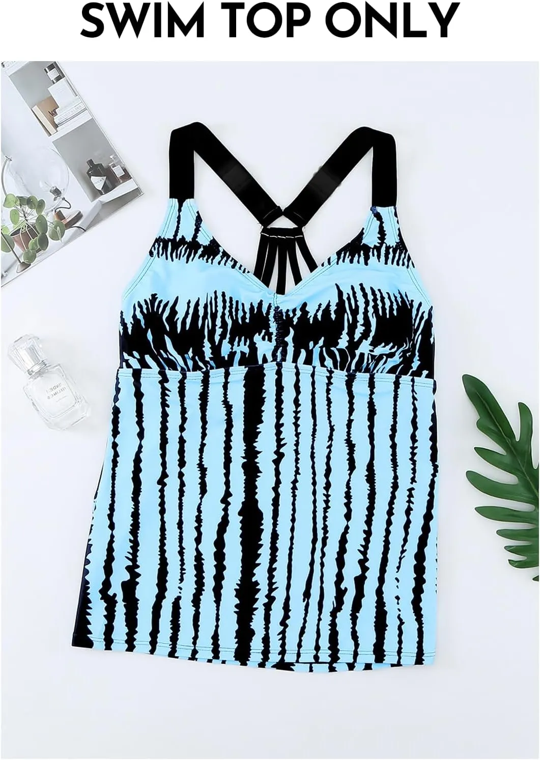 Aleumdr Womens Printed Strappy Racerback Swim Tankini Top Only No Bottom S - XXXL