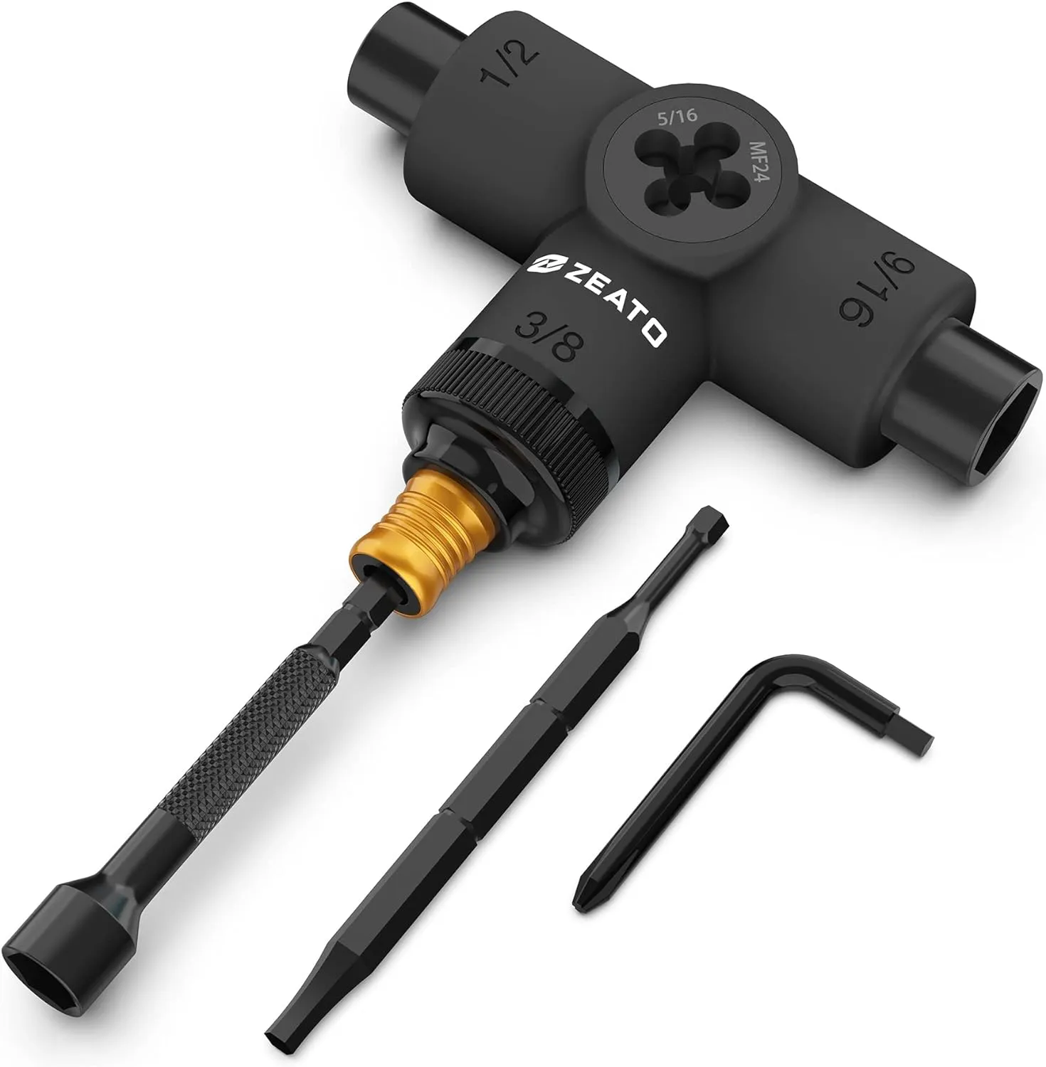 All-in-One Skate Tools Multi-Function Portable Skateboard T Tool Accessory with T-Type Allen Key and L-Type Phillips Head Wrench Screwdriver
