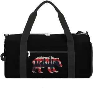 American City Bear Print Sports Gym Bag for Men Women Travel Duffel Bag with Shoulder Strap