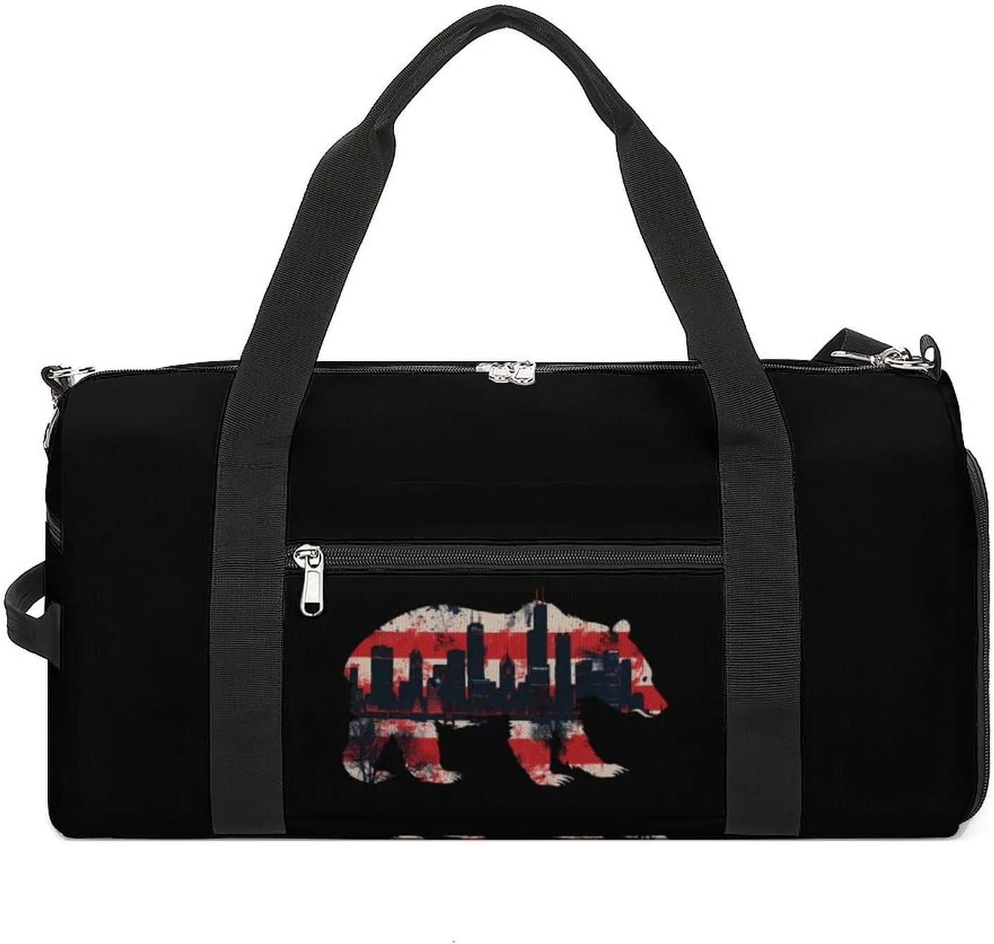 American City Bear Print Sports Gym Bag for Men Women Travel Duffel Bag with Shoulder Strap