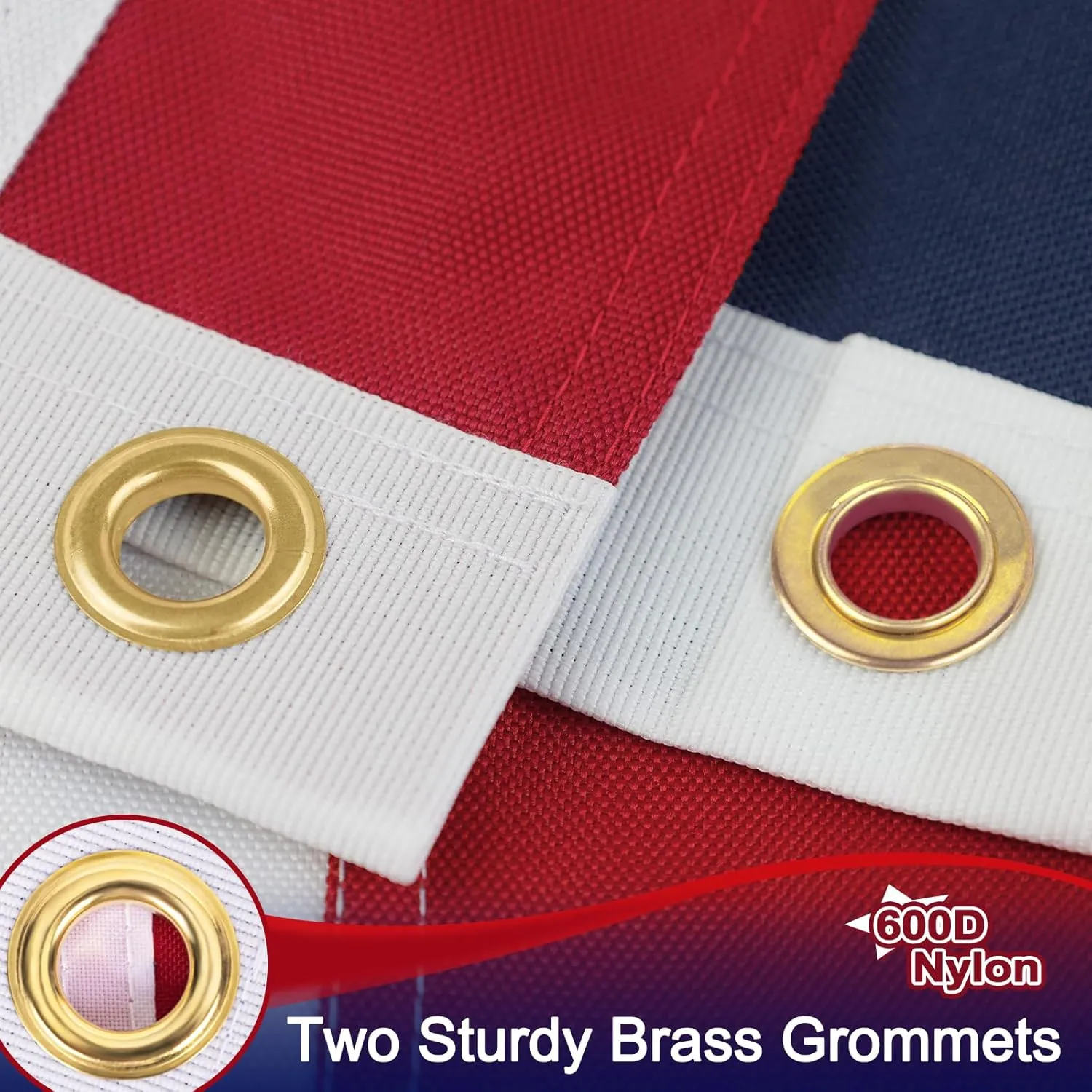 American Flag 4x6 FT 600D Outdoor TearProof Series, USA Flag 4x6 FT 600D Nylon, Sturdy American Flags 4X6 for Outside Longest Lasting, High Wind Fade Resistant US Flag Embroidered Stars, Brass Grommets, Sewn Stripes